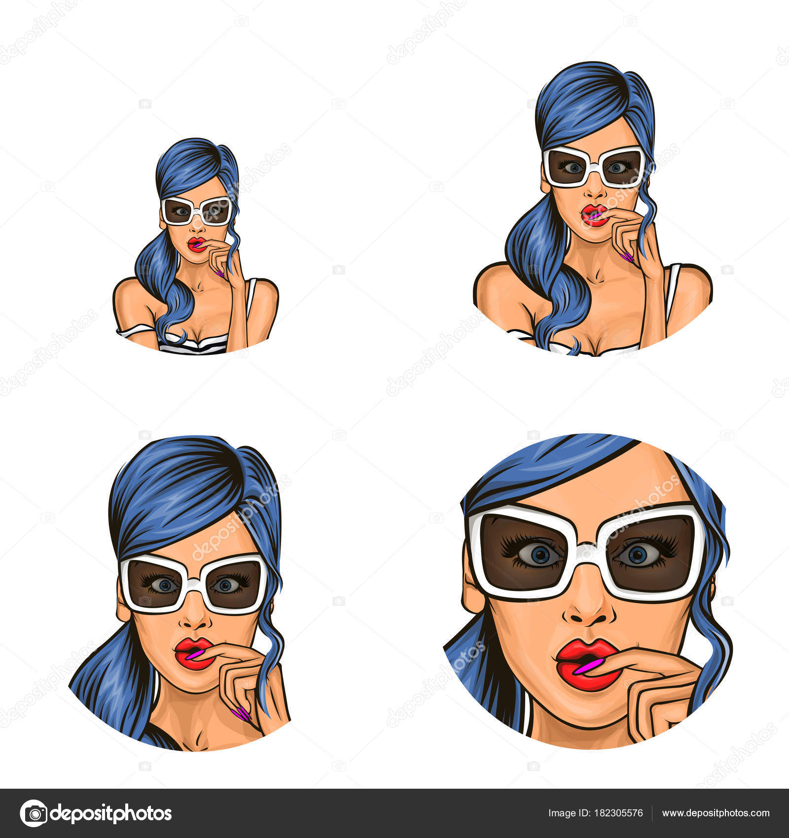Vetor saiu sobre venda meninas pop arte avatar ícone imagem vetorial de  vectorpocket© 213078210