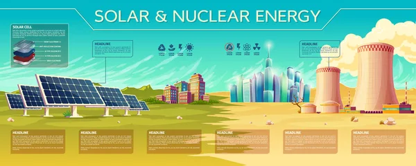 Vector solar, infografías de la industria de energía nuclear — Archivo Imágenes Vectoriales