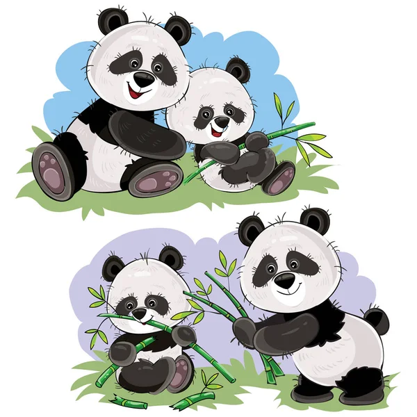 Panda urso personagens vetor desenho animado ilustração — Vetor de Stock