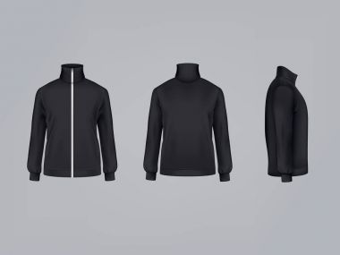 Spor ceket veya uzun kollu kazak vektör çizim 3d mockup modeli spor giyim giyim simgesinin