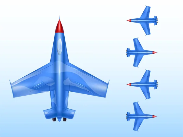Militaria Samolot wektor ilustracja lotnictwa wojny i walki z samolotu lub ikony naddźwiękowy bombowiec odrzutowy — Wektor stockowy