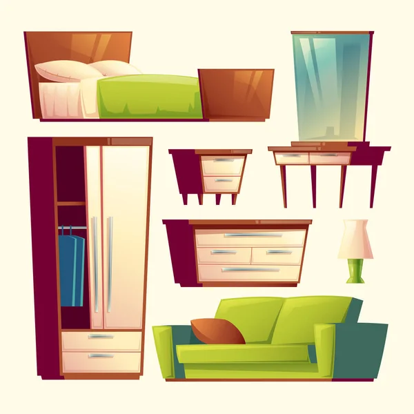 Slaapkamer woonkamer interieur cartoon vectorobject — Stockvector