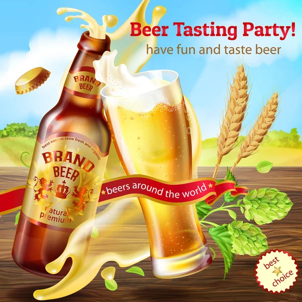 Wektor banner promocji dla firm degustacja piwa — Wektor stockowy