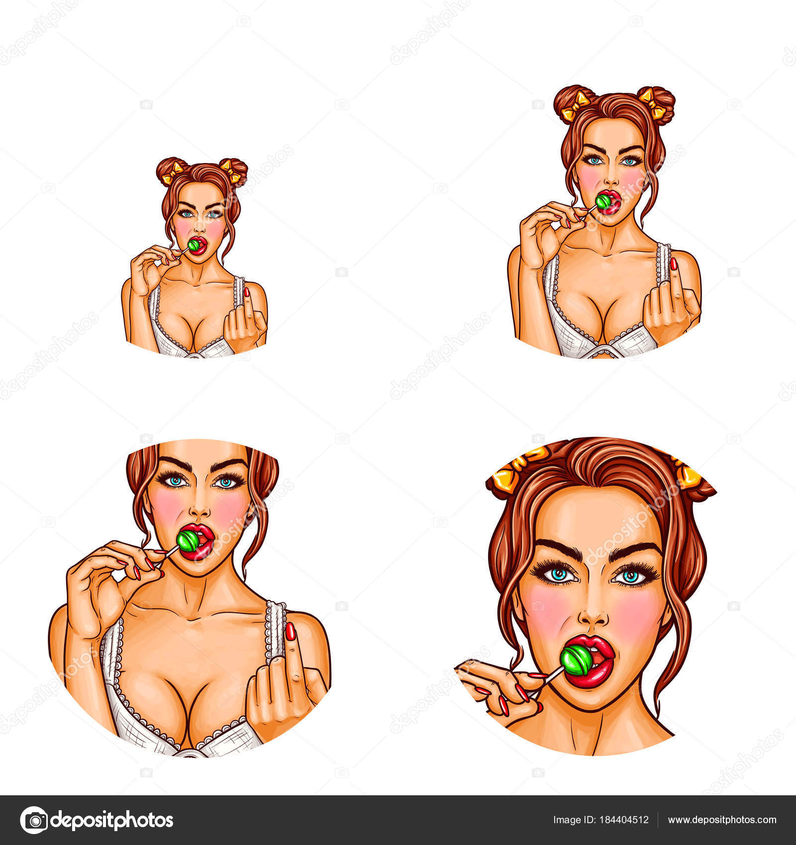 Vetor saiu sobre venda meninas pop arte avatar ícone imagem vetorial de  vectorpocket© 213078210