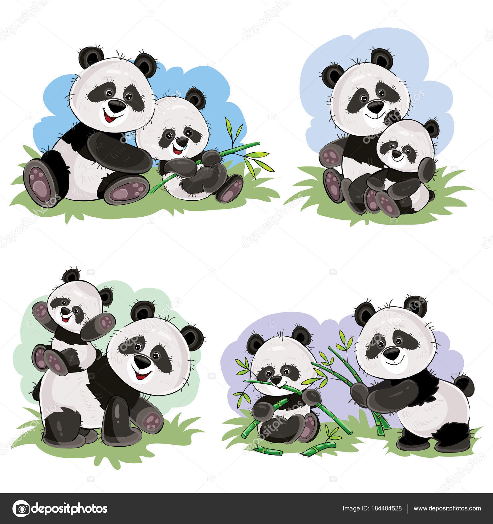 Jeu De Dessin Animé De Vecteur Dours Panda Mignon