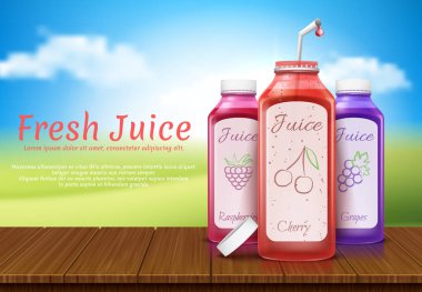 Vektör gerçekçi afiş ile suyu şişeleri