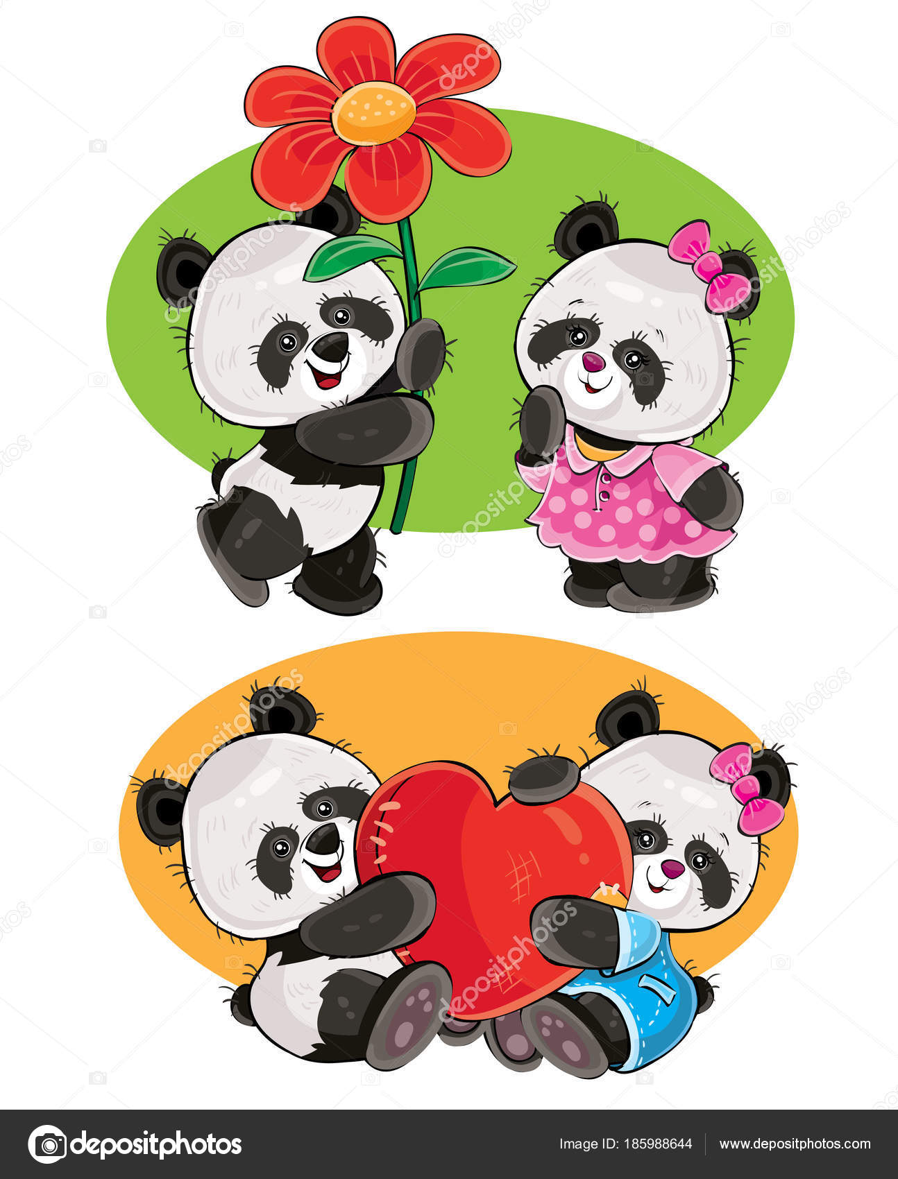 Ilustração Dos Vetores Do Urso Panda E Das Flores. Desenho De