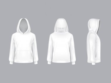 Vektör mockup gerçekçi beyaz kapüşonlu ile