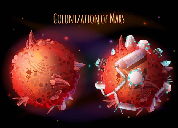 火星ベクトル概念図の植民地化 — ストックベクタ