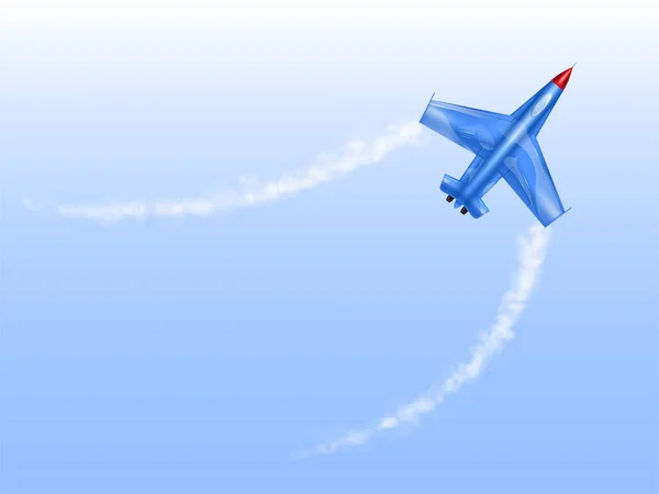 Illustrazione vettoriale di velivoli militari in curva, caccia in rotazione. Aereo in volo figurato, aviazione in stile piatto — Vettoriale Stock