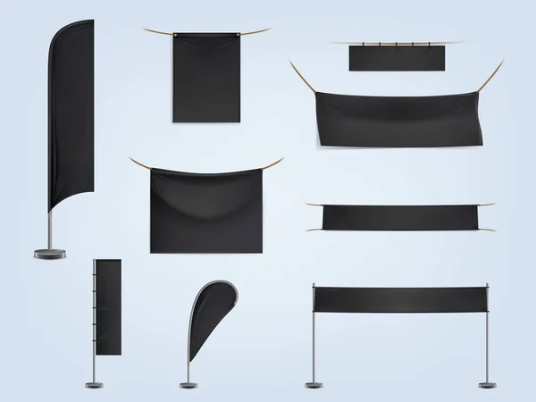 黒空繊維バナーのベクトルを設定 — ストックベクタ