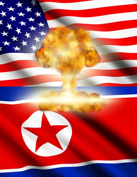 アメリカと北朝鮮の国旗とベクトル概念 — ストックベクタ