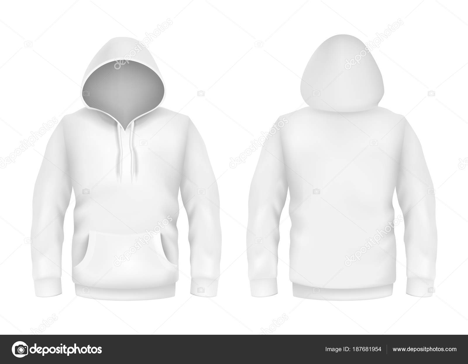 Download Vector hoodie sweatshirt white 3d realistic mockup ...