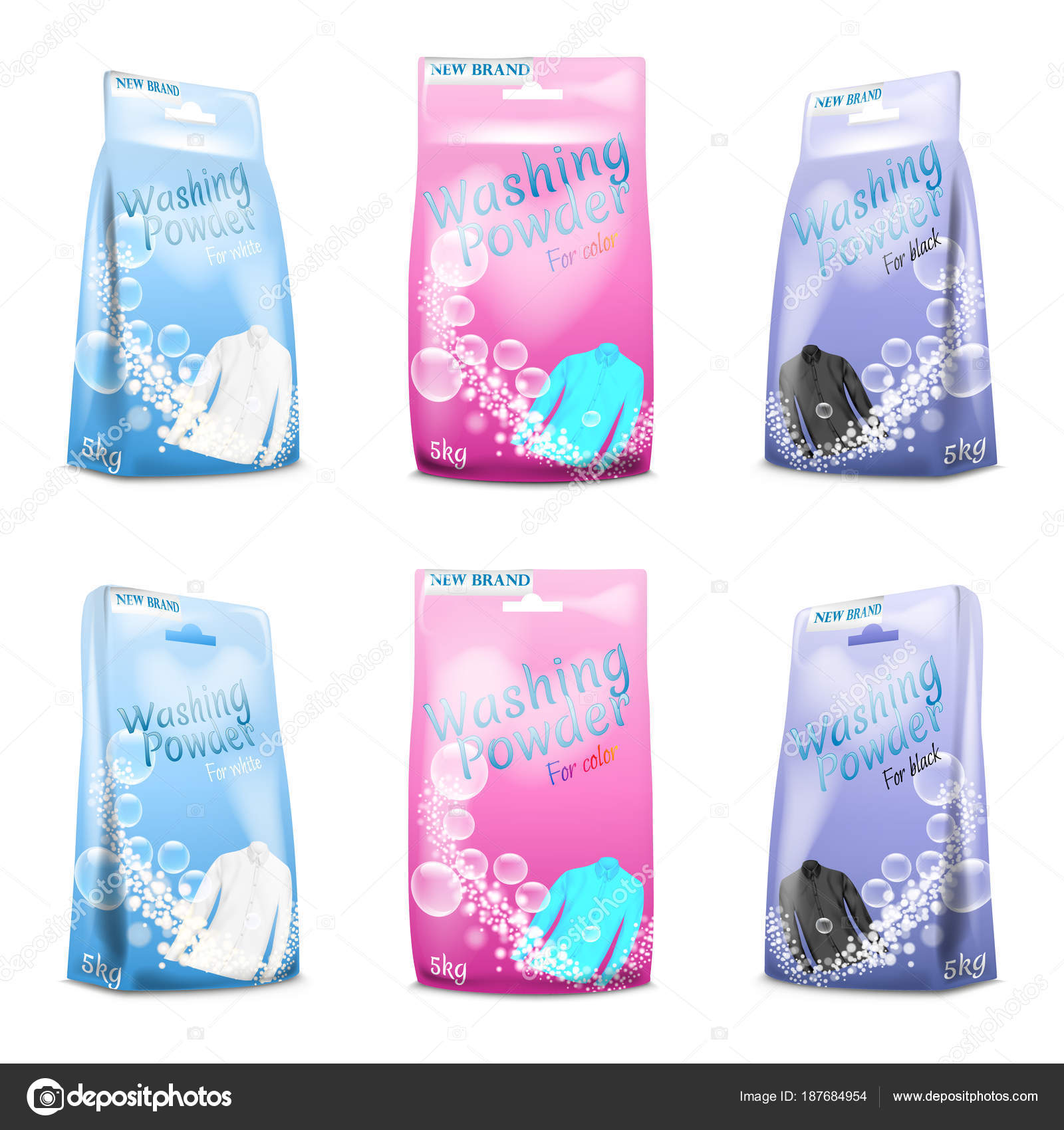 Vector Realistic Set Of Washing Powder In Sachet Vector Image By C Vectorpocket Vector Stock 187684954