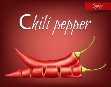 Vektör gerçekçi kırmızı pod hot chili biber