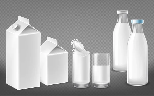 ベクトルの現実的なパッケージの乳製品セット — ストックベクタ