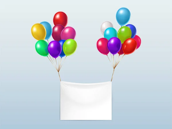 Banner textil vectorial con globos de colores — Vector de stock