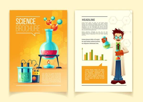 Vector colorido plantilla de folleto de ciencia — Archivo Imágenes Vectoriales