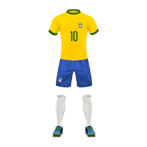 Vector uniforme de futebol realista de uma equipe do brasil — Vetor de Stock