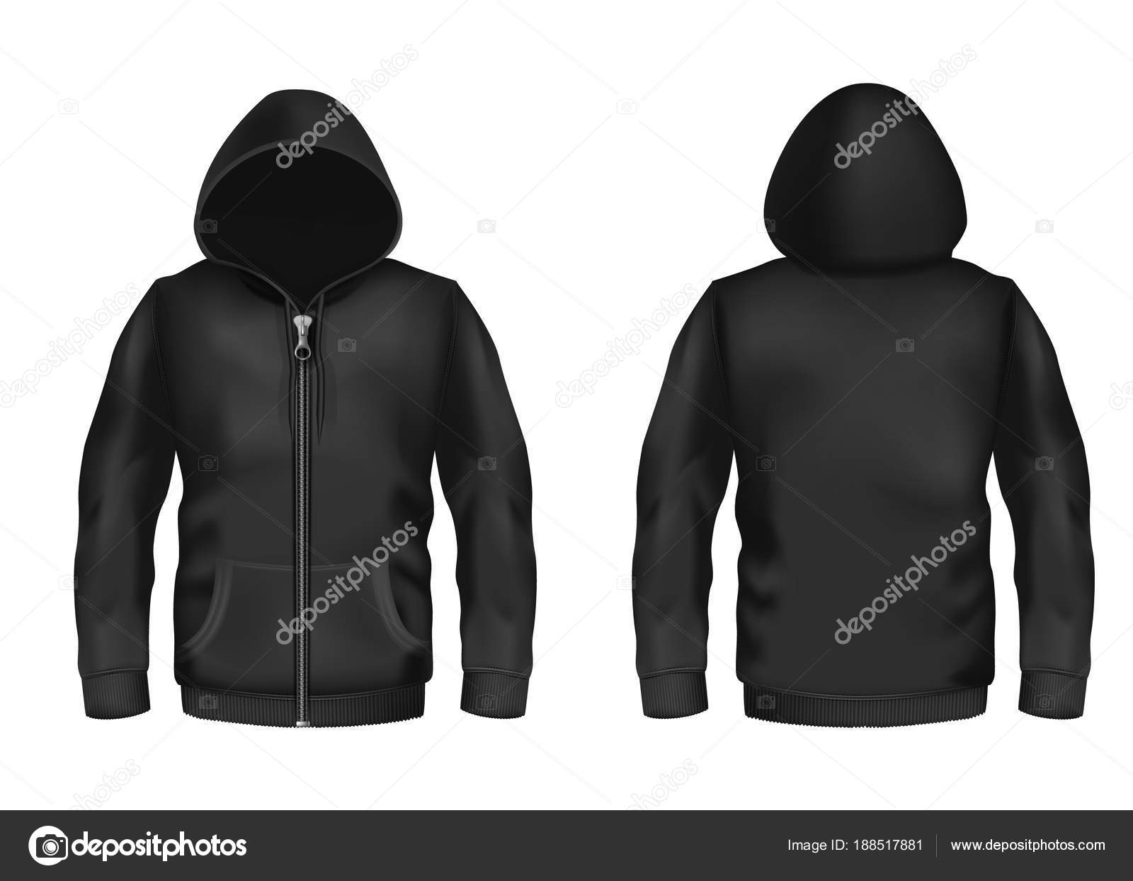 Download Free Vector Mockup With Realistic Black Hoodie Stock Vector C Vectorpocket 188517881 PSD Mockup Template