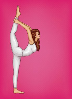 Vektör pop sanat kız jimnastik ya da yoga yapıyor