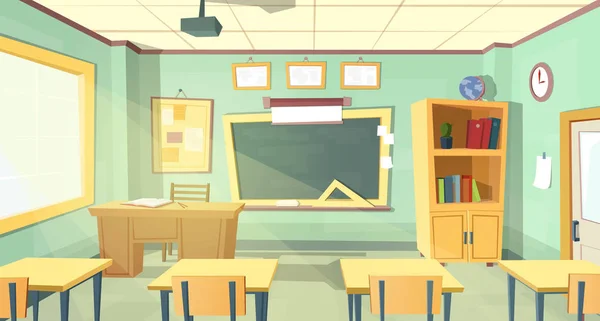 Vector cartoon illustration of school classroom — Stock Vector