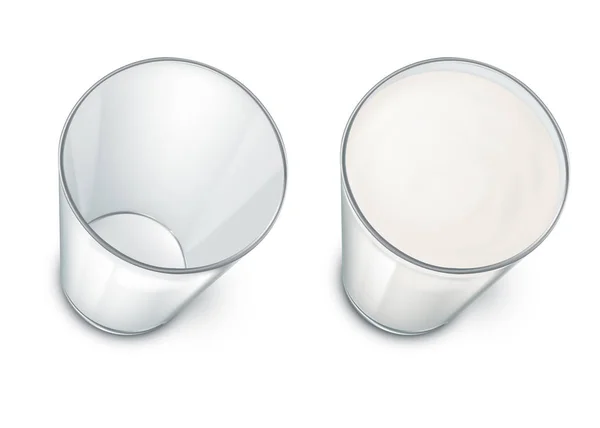 Vektor Set Mit Zwei Realistischen Transparenten Gläsern Sauber Und Leer — Stockvektor