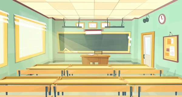 Vektor Cartoon Hintergrund Zurück Zum College Leeres Klassenzimmer Innenraum Hörsaal — Stockvektor
