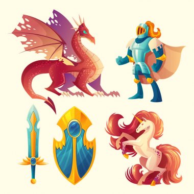 Vector set of fantasy game design objects clipart