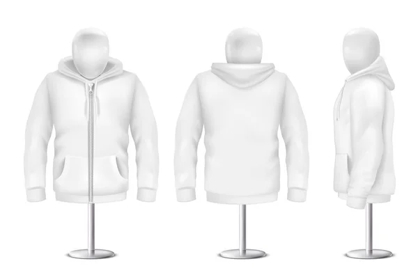 Vektor 3d realistiska vit hoodie på skyltdocka — Stock vektor
