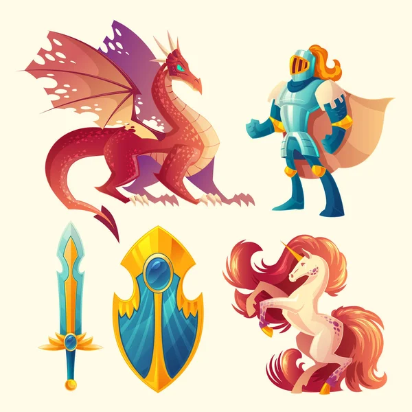 Vector conjunto de objetos de diseño de juegos de fantasía — Archivo Imágenes Vectoriales