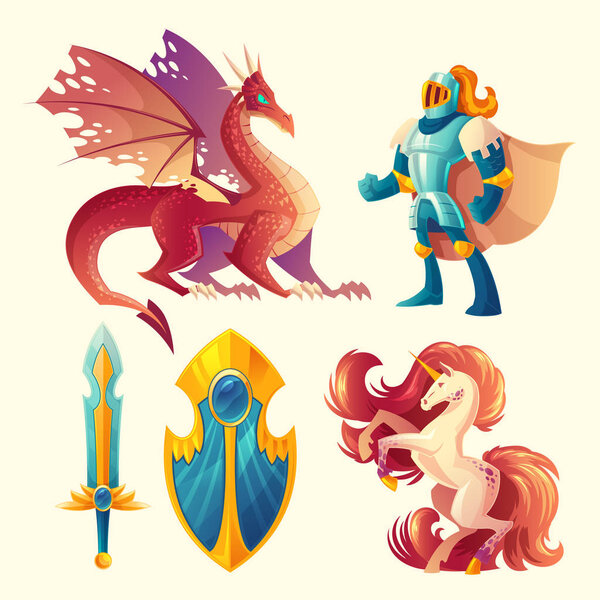 Vector set of fantasy game design objects