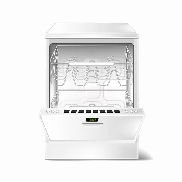 Vecteur réaliste lave-vaisselle vide avec porte ouverte — Image vectorielle
