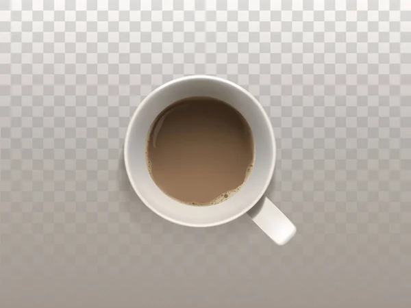 Векторная реалистичная белая чашка кофе, вид сверху — стоковый вектор