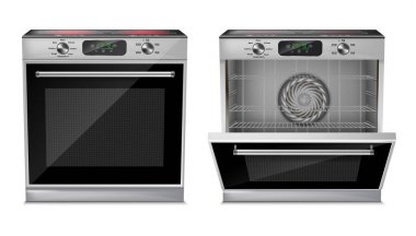 İndüksiyon cooktop ile vektör gerçekçi fırın