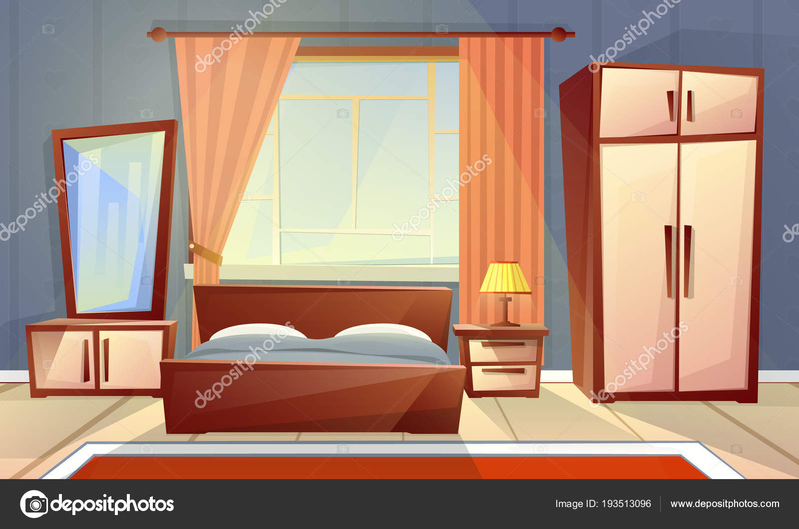 Vector interior of bedroom, living room furniture Stock Vector Image by  ©vectorpocket #193513096