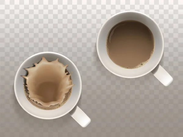 Vektor két fehér csésze kávé szett — Stock Vector