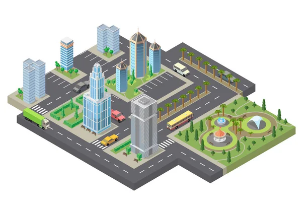 Vector 3d isometric megapolis, city. Urban landscape — Stock Vector