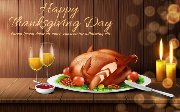 Happy Thanksgiving vektor hari latar belakang realistis - Stok Vektor