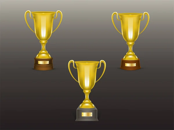 Vector 3d copa realista, trofeo de oro, copa — Archivo Imágenes Vectoriales