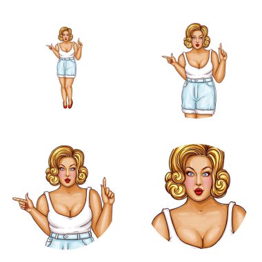 Vektör pop sanat avatar obez kadın