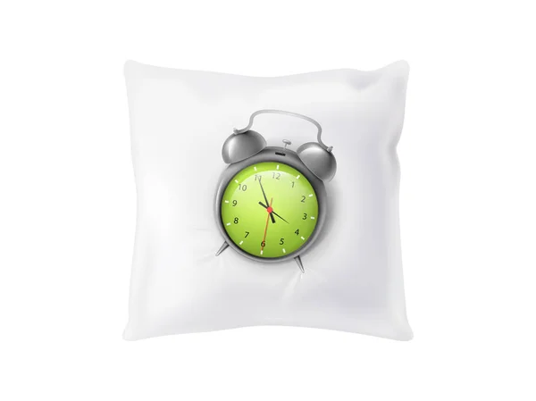 Vector 3d reloj despertador realista en la almohada — Vector de stock