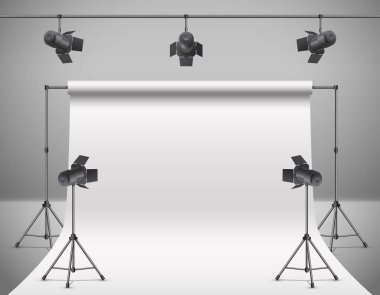3D gerçekçi profesyonel fotoğraf, video stüdyo vektör