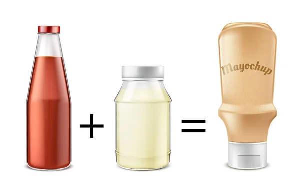 Mayochup Sauce Rezept, Vektorkonzept Illustration — Stockvektor