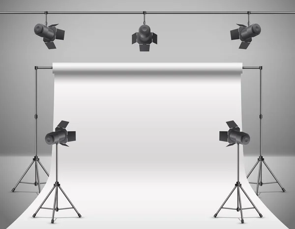 Vector 3d foto profissional realista, estúdio de vídeo — Vetor de Stock