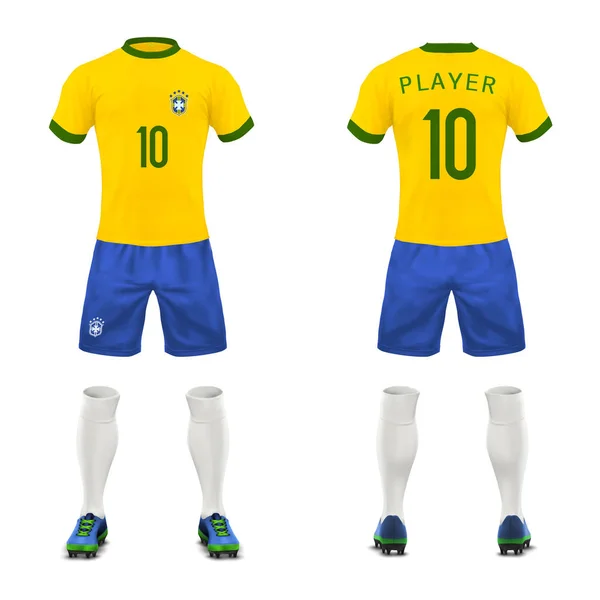 Vector 3d uniforme realista de jugador de fútbol de Brasil — Vector de stock