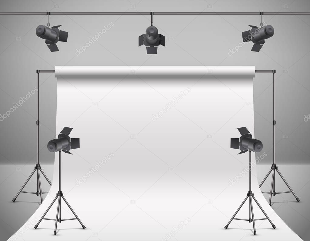 Vector 3d realistic professional photo, video studio