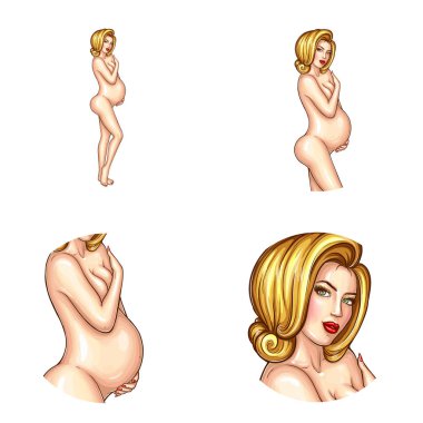 Vektör avatar sarışın çıplak hamile kadın