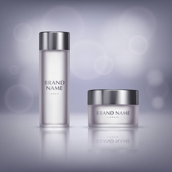 Векторный набор стеклянных бутылок для косметической продукции
