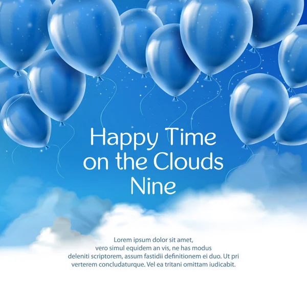 Tiempo feliz en las nubes nueve, banner concepto vectorial — Archivo Imágenes Vectoriales